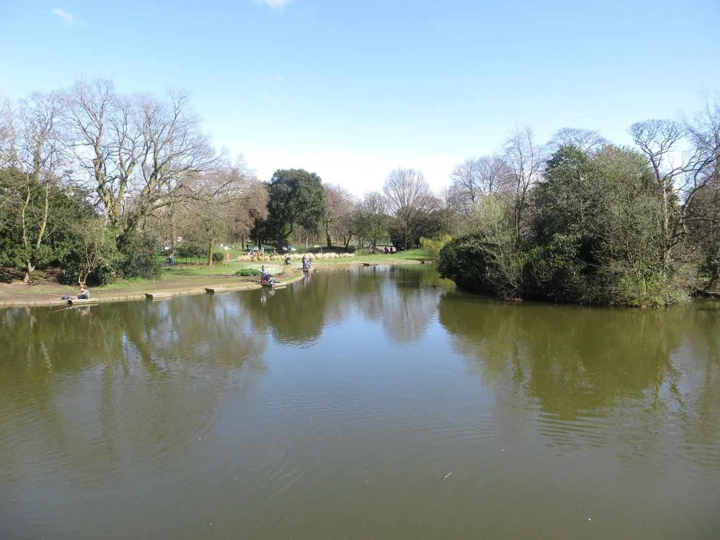 The lower lake at Birkenhead Park, the world's first publicly funded park and the model for Central Park in New York. Entry is free and it never closes